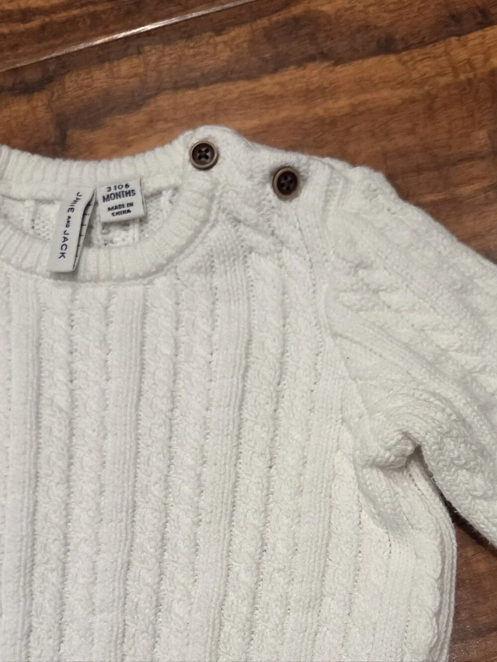 Janie and Jack EUC 3-6 Months White Cableknit Sweater and Pants Set